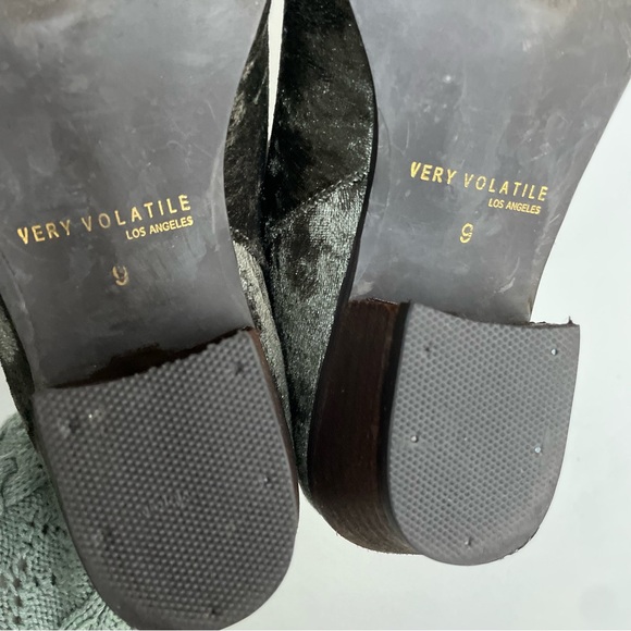 Very Volatile Velvet Ankle Boots in Olive Green 9 - Picture 8 of 9